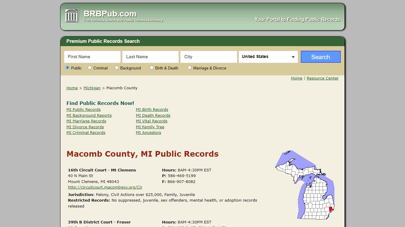 Macomb County Public Records | Search Michigan Government Databases