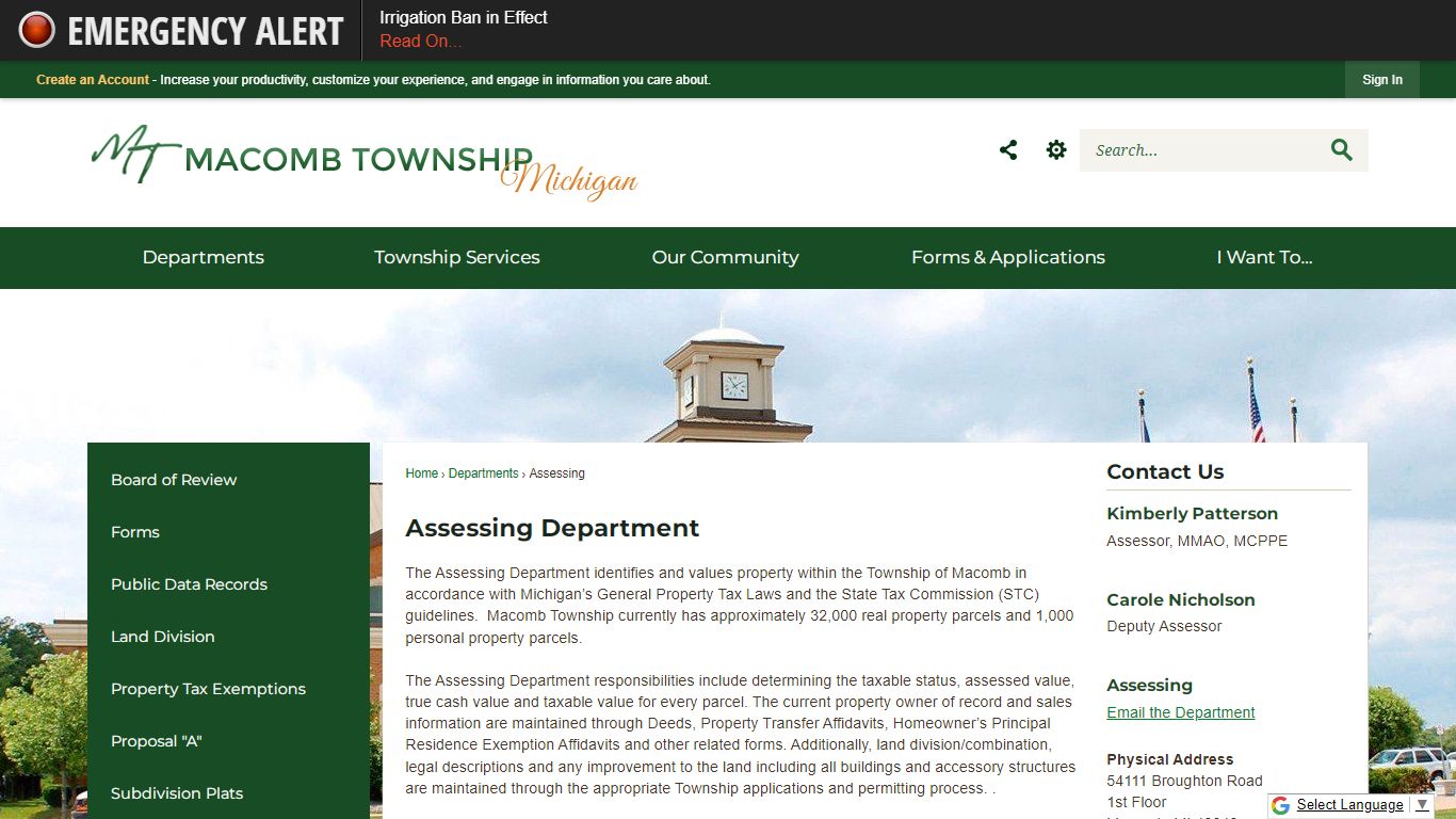 Assessing Department | Macomb, MI - Macomb Township, Michigan
